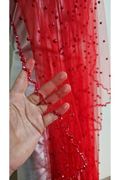 Plenty İnci'li kristal taş'ı işlemeli tasarım uzun gelin duvak 2mt