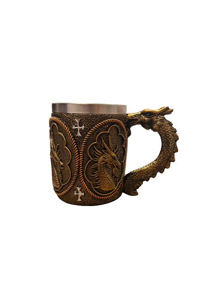 OEM Dragon’s Craft Mug – Halbă Rășină și Metal cu Mâner în Formă de Dragon