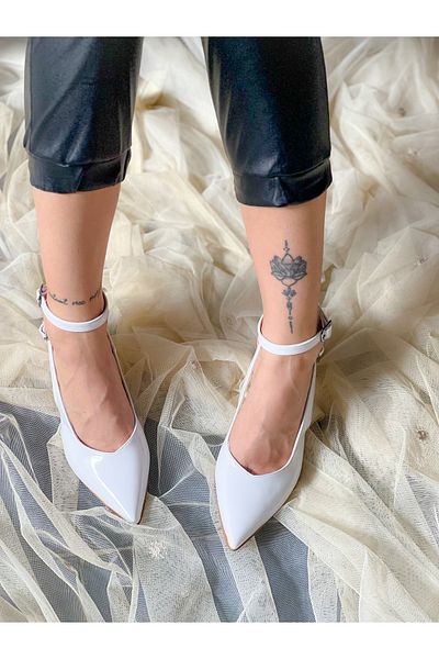 BERFONA Dubai White Patent Leather 5 cm Heel Sandals