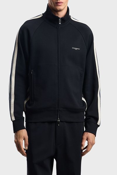 Emporio Armani Stretch Cotton Regular Fit Stripe Detail Stand Collar Sweat Men's Sweat Em002872 Af13488 U