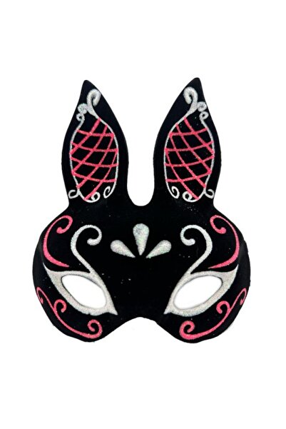 ForWhat قناع لامع من جلد الغزال الأسود لزي الأرنب في المكتب المنزلي