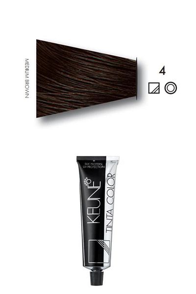 Keune 2 packs of Keune Tinta Color No. 4 Medium Brown Hair Dye with Silk Protein Treatment