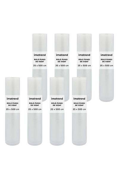 IMA TREND Set of 8 Rolls of Foil for Vacuum Sealer - 25x500cm, Universal, Durable