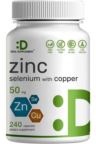 DEAL SUPPLEMENT Zinc Picolinate (Zinc) 50Mg with Selenium + Copper (Copper) 240 Caps Supports Healthy