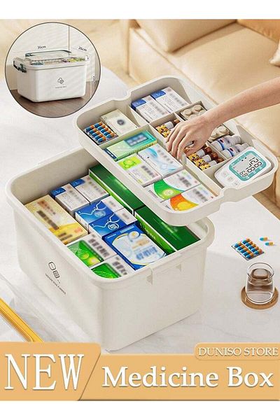 fun zone Medicine Box Plastic Storage - 2 Layers Family First Aid Kit