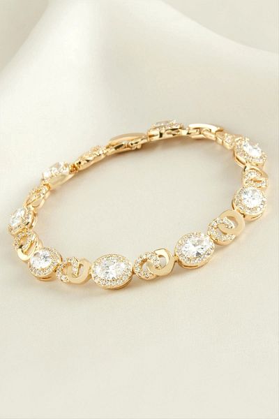 E&E Home Xuping Oval Zircon Stone Luxury Steel Bracelet