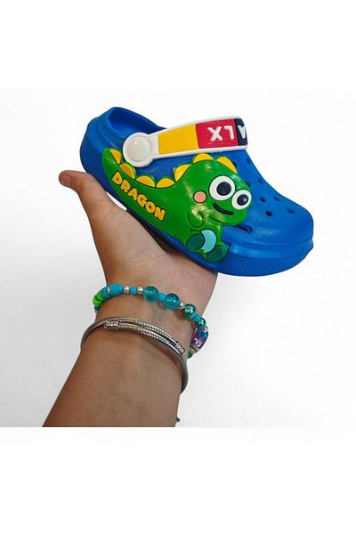 Calx 9043 Blue Crks Dinosaur Fifürlü Boy's Pool Beach Slippers