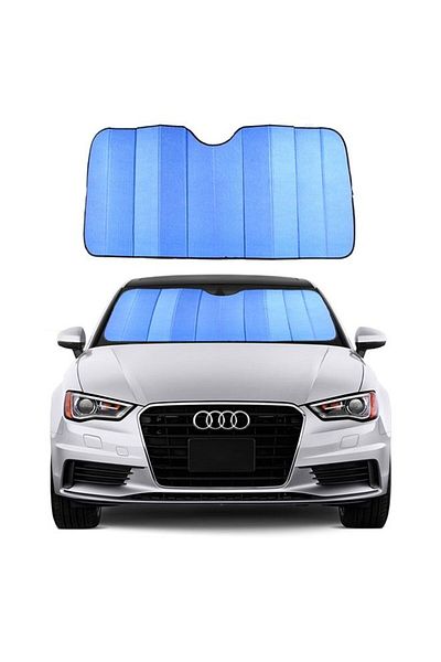 Generic Foldable Sun Shade Car Front Rear Window Sunshade Un Protector Uv Rays And Heat Protector Blue