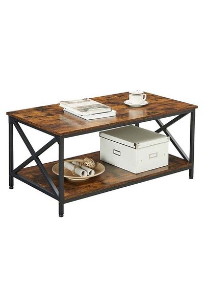 AGD Coffee Table with storage shelf and X-shaped steel frame