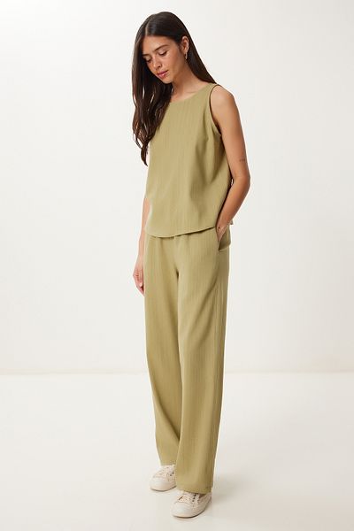 Lovelyİstanbul Linen Blouse Pants Set Hmc0001 Olive Green