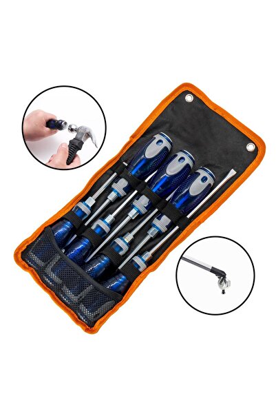 Titi 6365 Darbeli Düz/Yıldız Tornavida Takımı Bez Çantalı 7 Parça