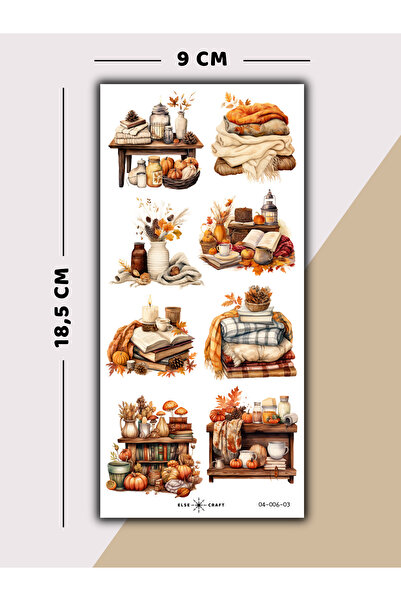 Else Craft 3'lü Cozy Sonbahar Temalı Sticker 4.06 - Ajanda Planlayıcı Bullet Journal İçin Uygundur