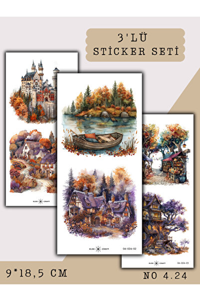 Else Craft 3'lü Masal Manzara Sonbahar Temalı Sticker 4.24 - Ajanda Planlayıc...
