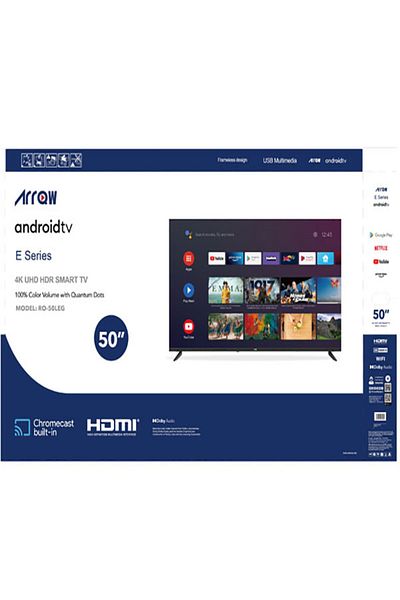 ARROW ARQU 50-inch 4K Ultra HD LED TV, Android Certified, Black, RO-50LEG