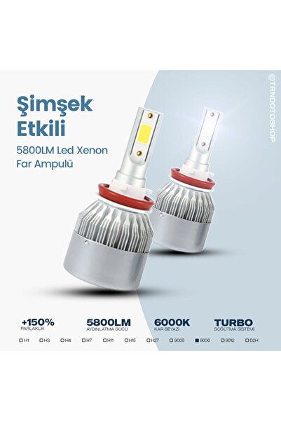 OEM Markası C6 Serisi 9006 Led Xenon Far Ampulü Şimşek Etkili 5800lm Chip On ...