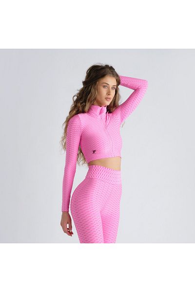 tessitura Crop zipper top 3D - Pink