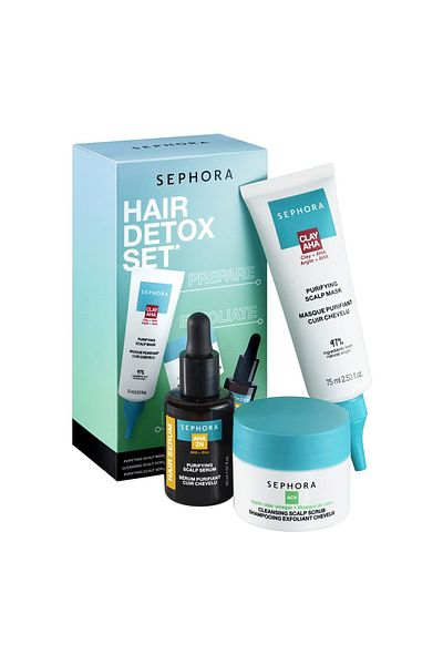 SEPHORA COLLECTION Purify & Detox Hair Care Set – Scalp Scrub, Serum & Mask Trio for Detox & Shine