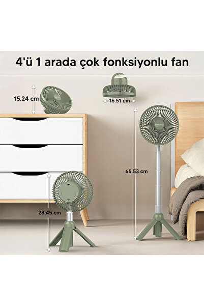 moniev Hag Şarjlı Teleskopik Vantilatör Kamp Lambası İç ve Dış Mekanda Kullanım