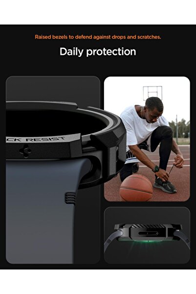 Spigen Rugged Armor for Samsung Galaxy Watch 8 40mm Case Durable TPU Cover (2025) - Matte Black