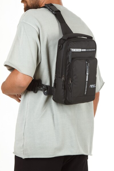 Newish Polo Men's Fabric Backpack Hand and Shoulder Bag Black - White