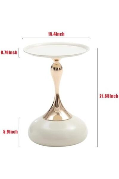 Türkiye White Nordic Style Light Luxury Simple Round Table, Side Table, Metal Unique End Table