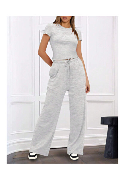 yx yustex sport Kadın Gri Büyük Beden Baggy Bol Kesim Pantolon ALTI Esnek Rah...