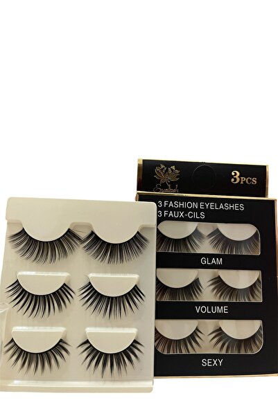 NUVESSA KİRPİK YAPIŞTIRICILI 3 ADET PROFESYONEL TAKMA KİRPİK SETİ