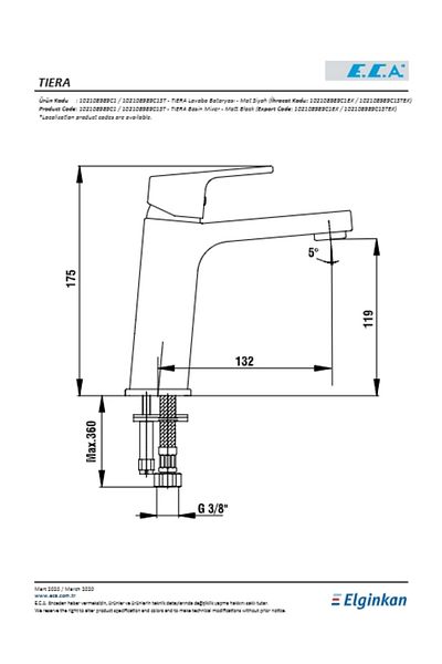Eca Tiera Sink Faucet Matte Black