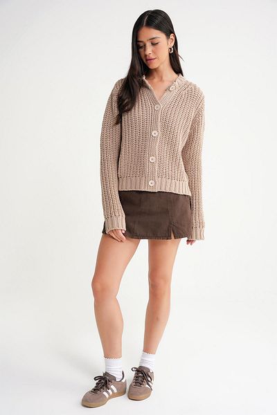 Mixray 6936 Women's Thessaloniki Buttoned Regular Fit Knitwear Cardigan Camel
