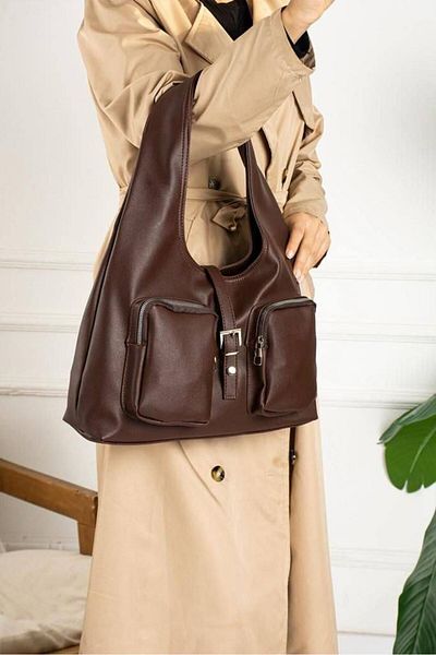 KIRASE Women's Stylish Hand and Shoulder Bag with Zipper and Two Pockets on the Front