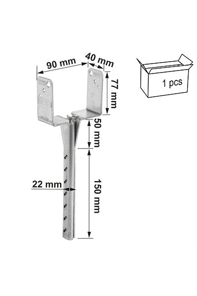 Inna marka Podstawa słupa PBWS90Z 90x40x77x200x22x3mm