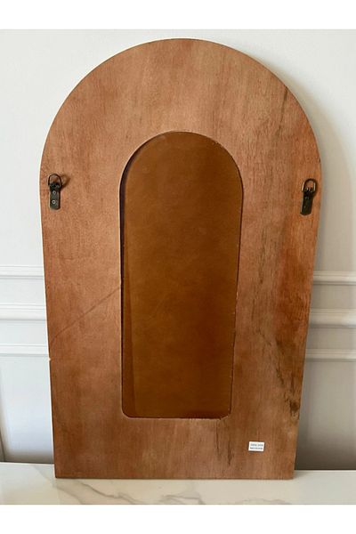 LUXXO Decorative Arch Mirror, Wooden Frame, 80x48cm, Brown