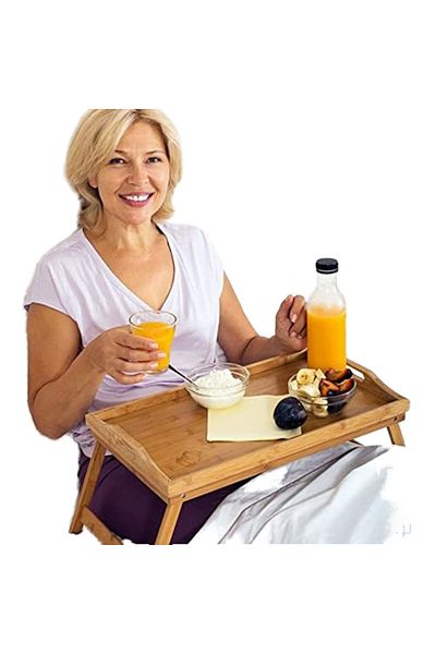Türkiye Portable Foldable Bamboo Breakfast Tray with Handles Snacking & Working Tray Table for Sofa Bed Stor