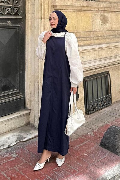 lamelif Gabardine Hijab Gilet Navy Blue