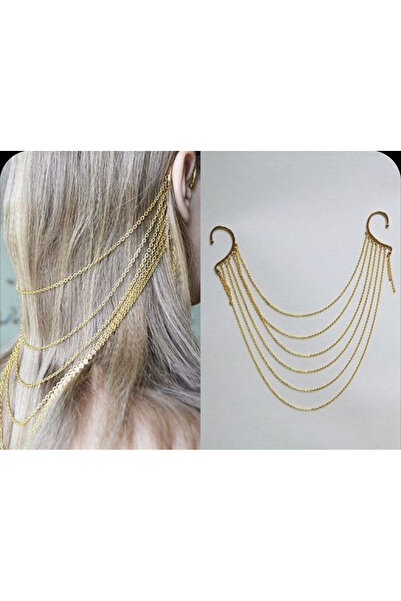 Shiklik MODA Accesoriu de păr pentru femei cu lanț de culoare aurie