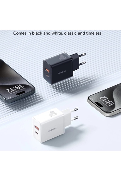 Baseus USB charger, Type-C, Fast Charge 20W - (P10111403213-00) - Moon White