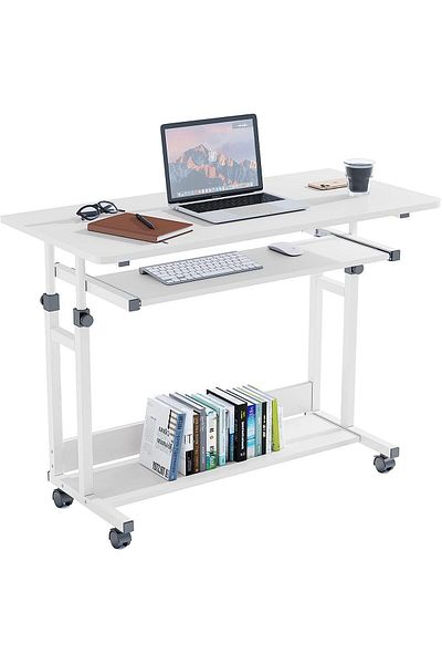 Türkiye Adjustable Computer Desk Home Office Computer Workstation Mobile Table Laptop Cart with Locking Whee