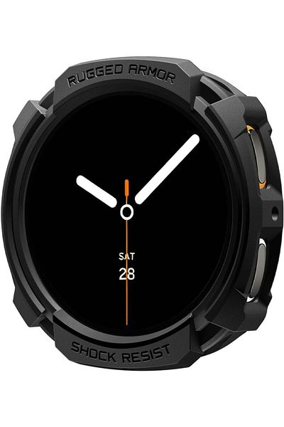 Spigen Rugged Armor for Samsung Galaxy Watch 8 44mm Case Durable TPU Cover (2025) - Matte Black