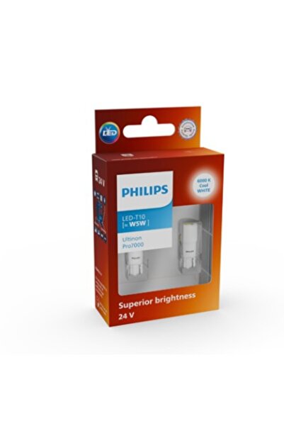 Philips Set de 2 LED-uri auto albe W5W Ultinon Pro7000 SL 6000K semnalizator 24V