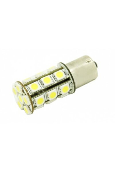 Xenon Bright LED auto BA15S 27 SMD cu pini simetrici la 180 de grade, 12V galben