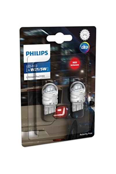 Philips Σετ 2 κόκκινων λαμπτήρων αυτοκινήτου W21/5W Ultinon Pro3100 SL LED φώ...