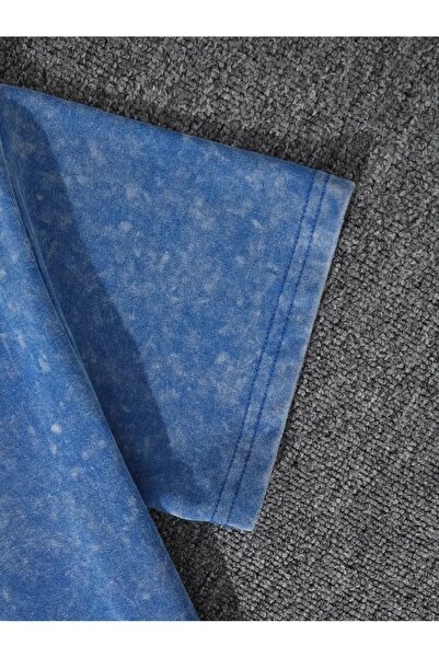 Touz Moda Πάθος Εκτυπωμένο Πλενόμενο Βιντάζ Unisex Oversized T-Shirt