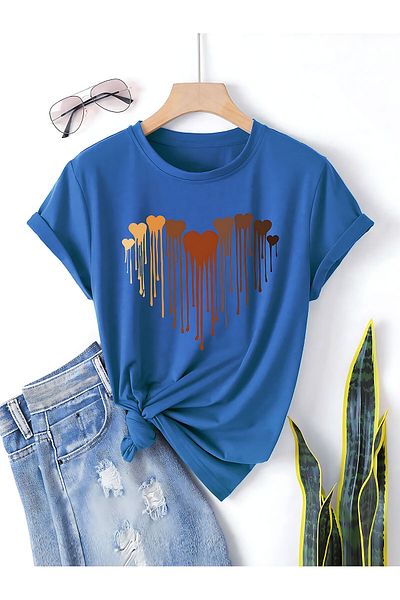 ELFAMİ Melting Hearts Printed Design Tshirt