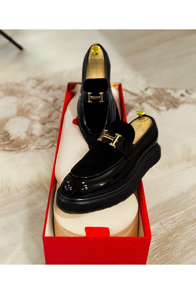 EXCLUSIVE STYLE Black velvet and eco-leather loafers - ASLAN