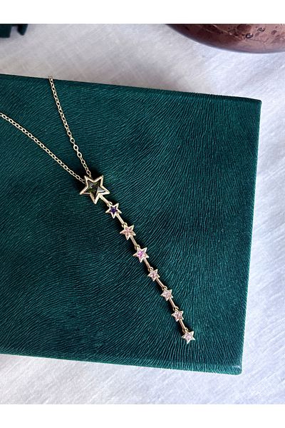Miltonia Baguette Star Y Steel Necklace