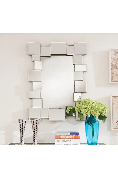 LUXXO Decorative Mirror Kave, Rectangular, Frame Made of Mirror Facets, 100x75cm