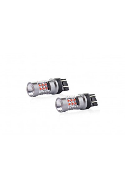 AMIO Set de 2 becuri LED auto roșii T20 W21/5W Canbus cu intensitate dublă 24SMD 12-24V roșu