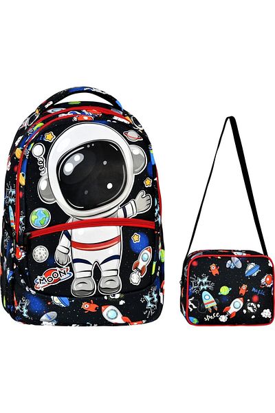 Çanta Limanı Rucsac pentru școală primară cu model astronaut + cutie de prânz (2301)