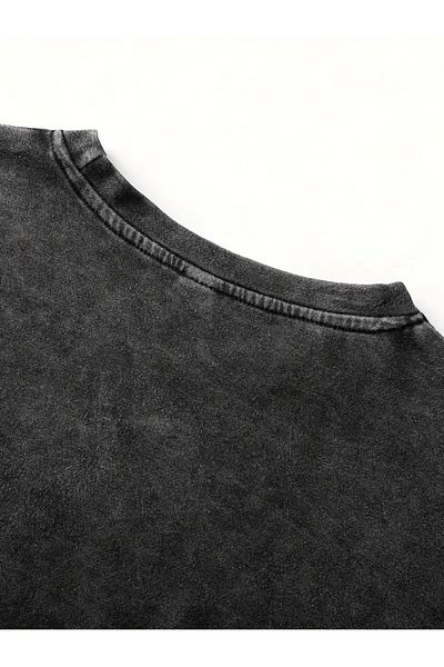 Touz Moda Унисекс тениска с щампа „Усмивка“ и винтидж принт