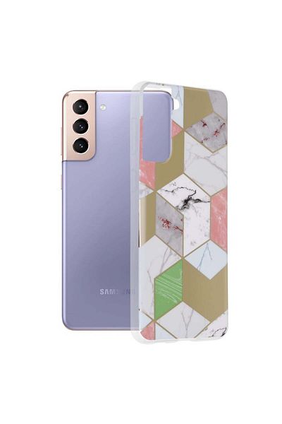 Techsuit Case for Samsung Galaxy S21 Plus 5G - Marble Series - Purple Hex